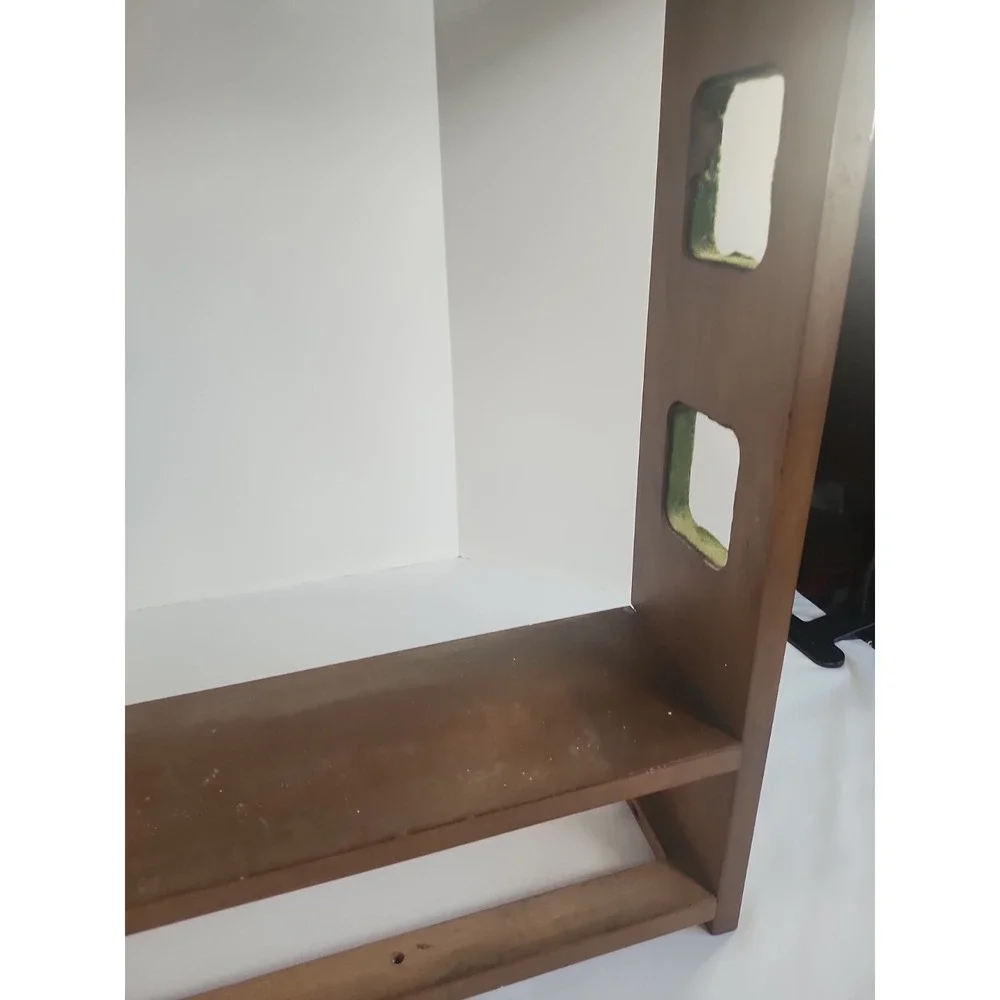 Vintage Wooden Gun Rack Holds 4 Guns 1 Shelf Hangers On Back